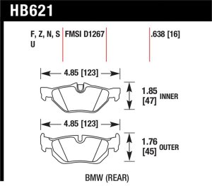 BMW 3 Series Brake Pads - Rear - Hawk Performance - HT-10 Race - 2010